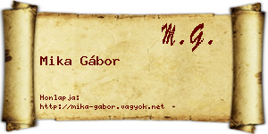 Mika Gábor névjegykártya